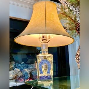 Herradura tequila lamp with led lights inside the lamp.